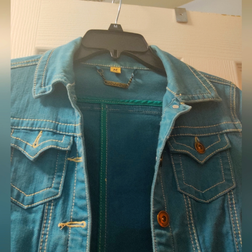 Jou Jou jean jacket greenish color size M good condition